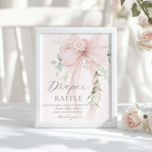Neutrales Whimsical-Bow-Diaper-Raffle Baby Shower Poster