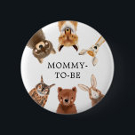 Neutrales Woodland Baby Duwer Gender Button<br><div class="desc">Niedliche Taste,  um alle Personen am Party zu identifizieren,  mit der Abbildung von niedlichen Waldtieren.</div>