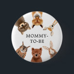Neutrales Woodland Baby Duwer Gender Button<br><div class="desc">Niedliche Taste,  um alle Personen am Party zu identifizieren,  mit der Abbildung von niedlichen Waldtieren.</div>
