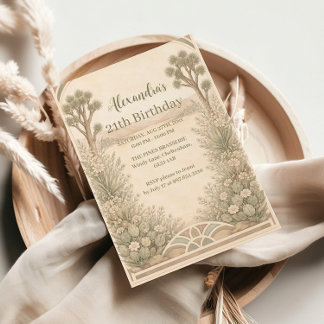 Neutrales Wüsten-Blumen-Geburtstagsdesign Einladung