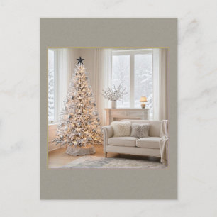 Neutrales Zimmer mit funkelnder Baum-Weihnachtskar Postkarte