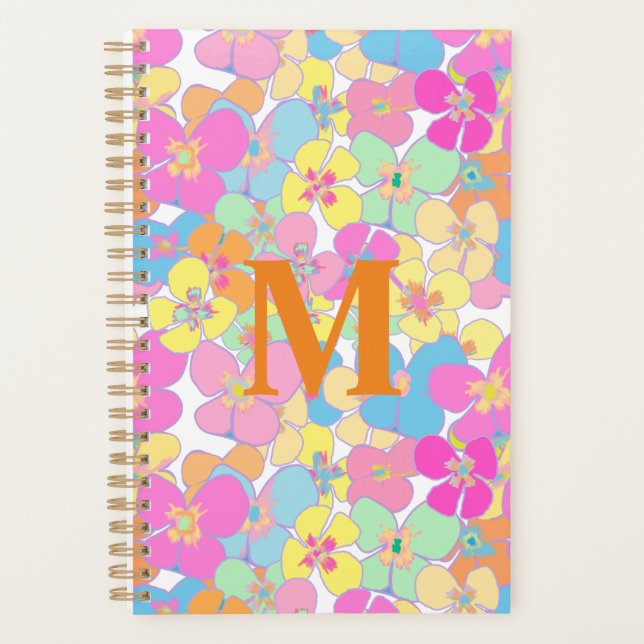 Neutro Retro Floral Pink Monogramm Planer