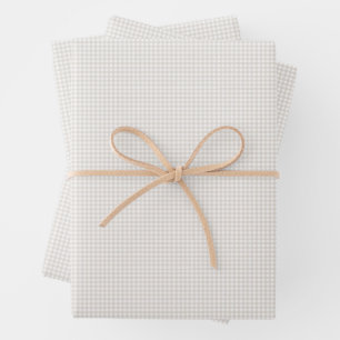 Neutronenbeige Gingham Karo, einfach niedlich Geschenkpapier Set