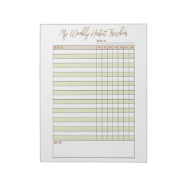 Neutronenbraun, wöchentlich Habit Tracker Notepad Notizblock