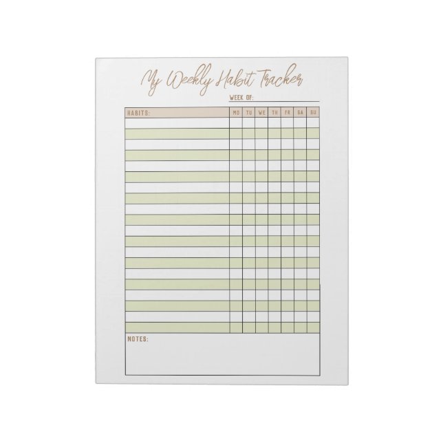 Neutronenbraun, wöchentlich Habit Tracker Notepad Notizblock (Rotiert)