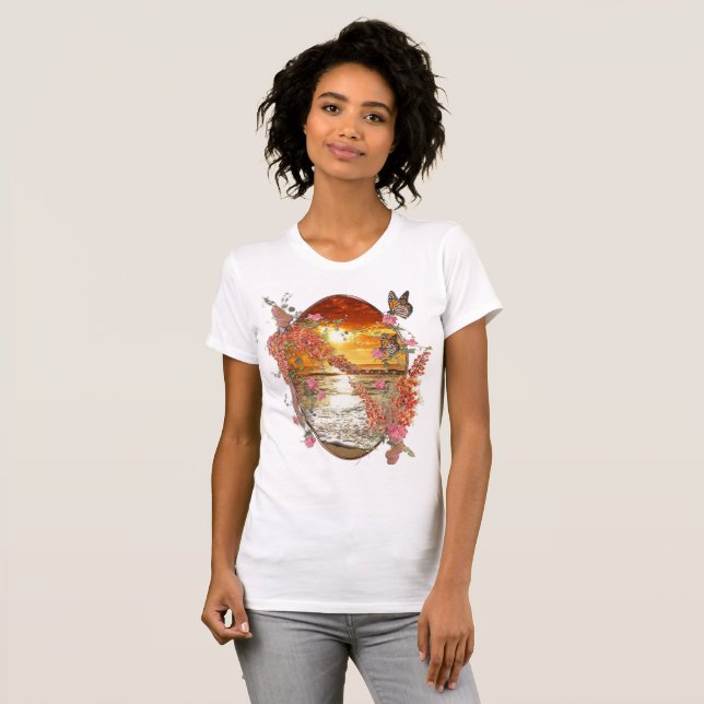 Neutronenfarbener Herbst Botanisches Thema T-Shirt (Vorne ganz)