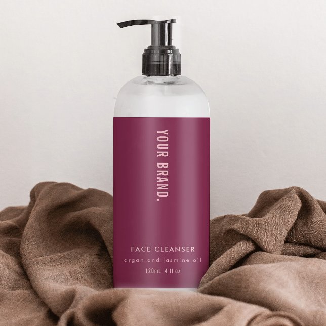 Neutronenrosa 4 OZ Kosmetisches Flaschenetiksiegel Rechteckiger Aufkleber (Modern Mulberry Red & Pink 4 OZ Cosmetic Bottle Label *verify size to ensure a good fit*)