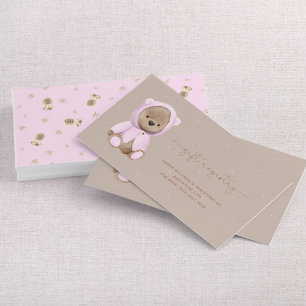 Neutronenrosa Teddy Bear Babydusche Geschenkregist Visitenkarte