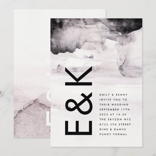 Neutronenschwarze Hochzeit Einladung (Vorne/Hinten)