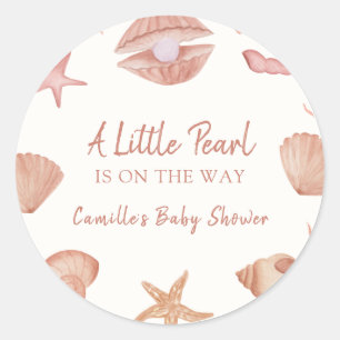 Neutronenseewasser Seashell Pearl Baby Dusche Runder Aufkleber