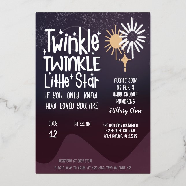 Neutropenie des kleinen Sterns Niedlich Folieneinladung (Vorderseite)