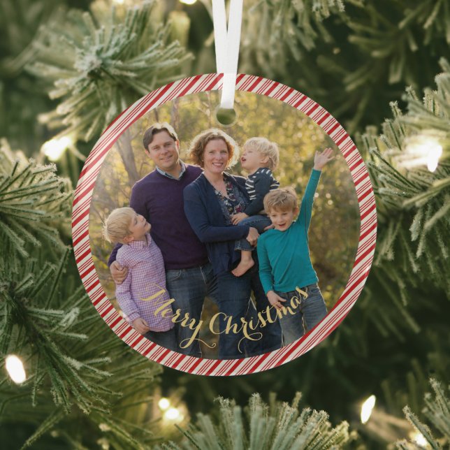 Neuverheiratete Niedliche Candy Cane Foto Weihnach Ornament Aus Glas (InSitu)