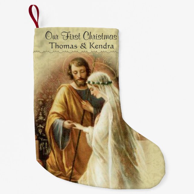 Neuvermählte Erste Weihnachten Verheiratet Kleiner Weihnachtsstrumpf (Vorderseite)