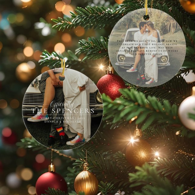 Neuvermähltes erstes Weihnachten | Personalisierte Keramik Ornament (Von Creator hochgeladen)