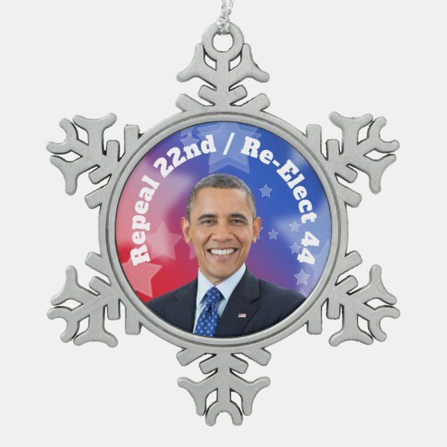Neuwahl von Präsident Obama Schneeflocken Zinn-Ornament (Vorderseite)