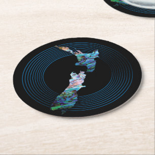 NEUZEALAND MAP PAUA RINGS RUNDER PAPPUNTERSETZER