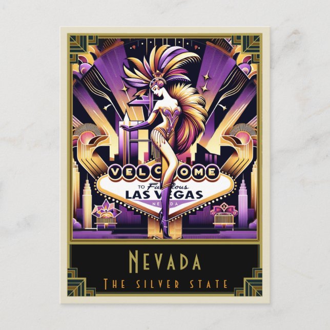Nevada | Art Deco Postkarte (Vorderseite)