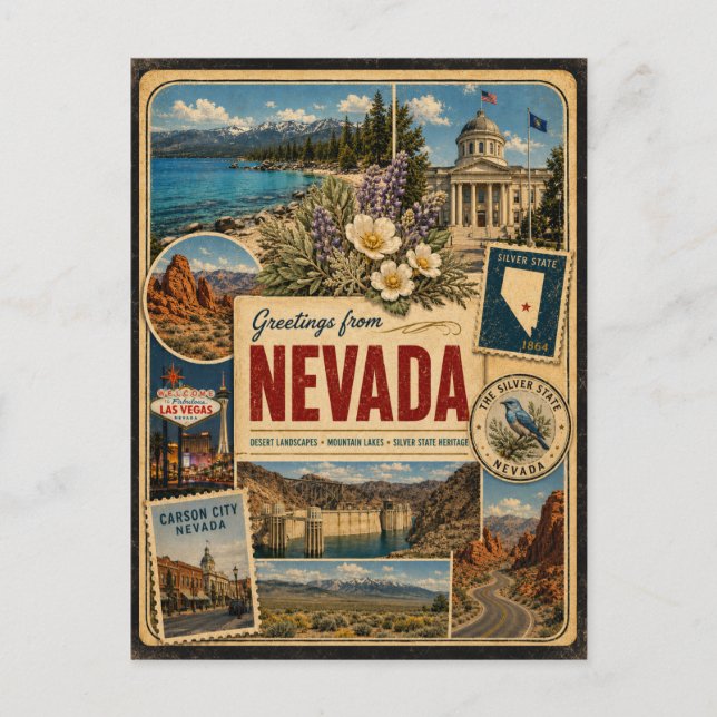 Nevada Authentische Vintage-Postkarte Postkarte (Vorderseite)