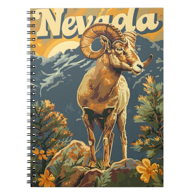 Nevada Bighorn Sheep Vintag Notizblock (Vorderseite)