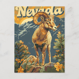Nevada Bighorn Sheep Vintag Postkarte