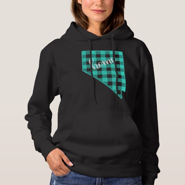Nevada Buffalo Plaid Home State Country Teal Weste Hoodie (Vorderseite)