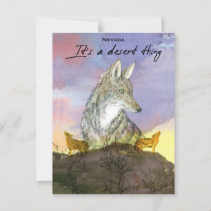 Nevada Coyote Es ist ein wüstenhafter Sonnenunterg Postkarte