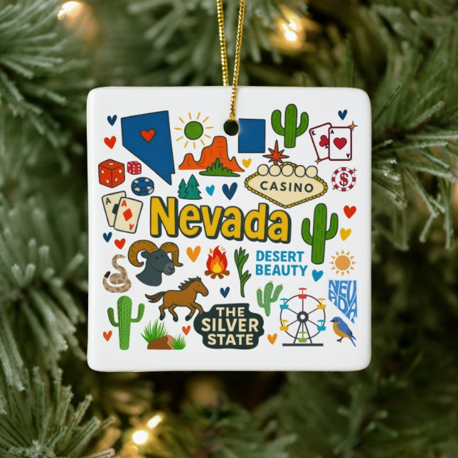 Nevada Custom Family Trip Christmas Keramikornament (Baum)