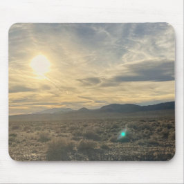 Nevada Desert Sunset – Golden Sky Over Horizon Mousepad