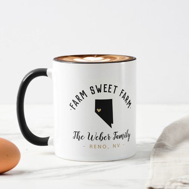 Nevada Farm Sweet Farm Family Monogram Tasse (Von Creator hochgeladen)