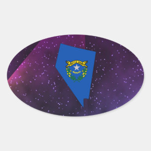 Nevada Flag Karte mit abstraktem Platzhintergrund Ovaler Aufkleber
