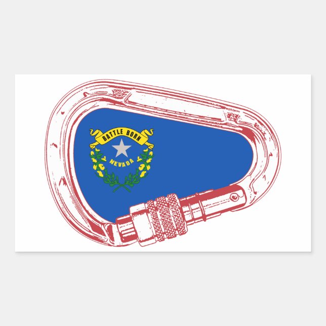 Nevada Flag Klettersteig Carabiner Rechteckiger Aufkleber (Vorderseite)