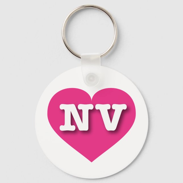 Nevada Hot Pink Heart - I Liebe NV Schlüsselanhänger (Vorderseite)