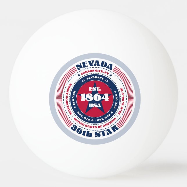 Nevada-Kreis rot, weiß und blau Tischtennisball (Vorderseite)