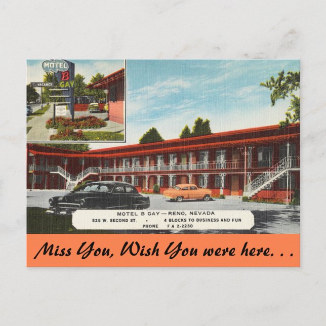 Nevada, Motel B Gay, Reno Postkarte (Vorderseite)