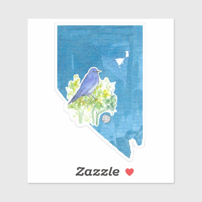 Nevada Mountain Bluebird Staat Form Symbole Aufkleber (Blatt)