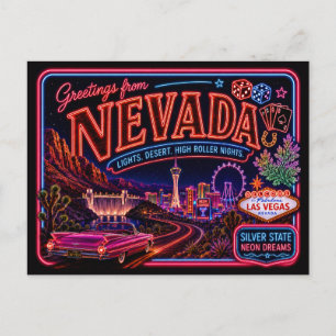 Nevada Neon Staat Retro Vintage Postkarte