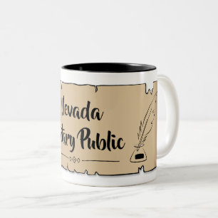Nevada Notary Public Scroll Feather Quill Zweifarbige Tasse