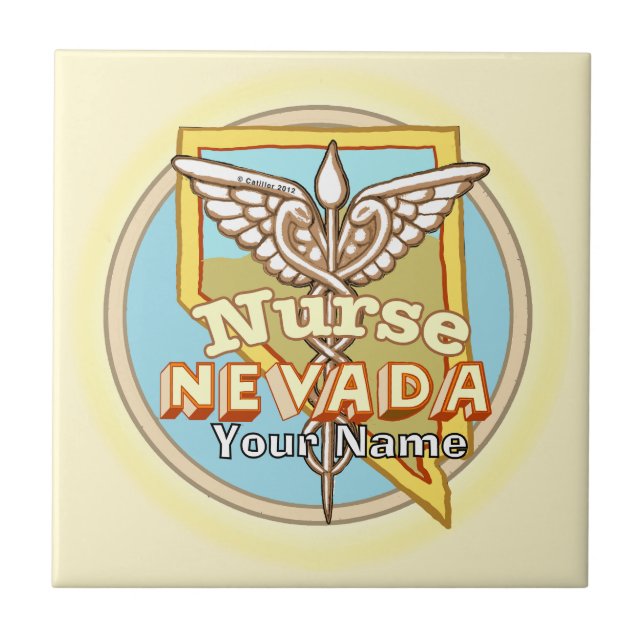 Nevada Nurse Caduceus Tile Fliese (Vorderseite)