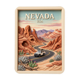 Nevada Roadtrip Valley of Fire Vintage 3D Textur Magnet