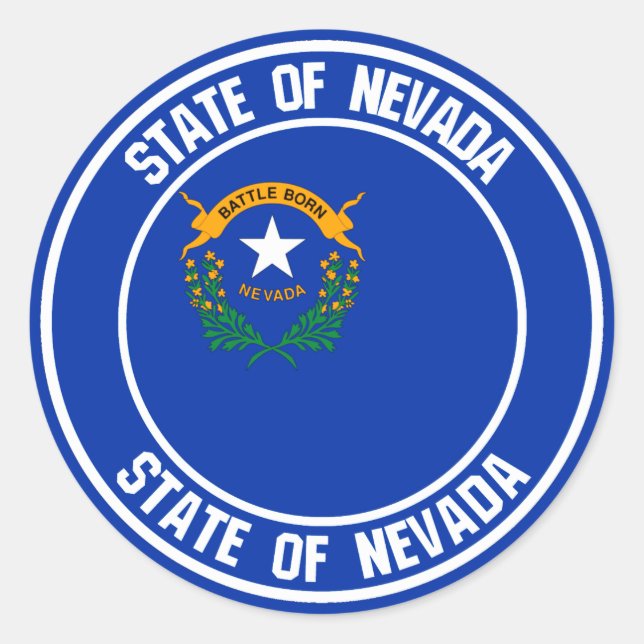 Nevada Round Emblem Runder Aufkleber (Vorderseite)