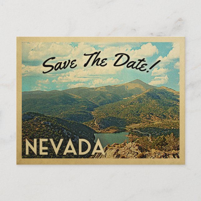 Nevada Save the Date Vintage Postkarten (Vorderseite)