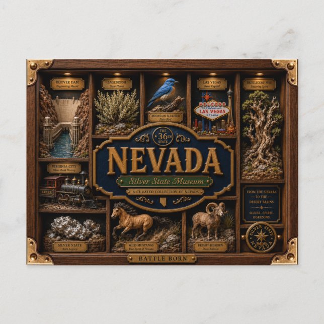 Nevada Shadow Box 3D Figurine Staat Postkarte (Vorderseite)