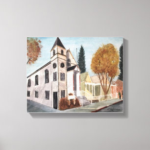 NEVADA-STADT - Watercolor, eingewickelter Leinwanddruck