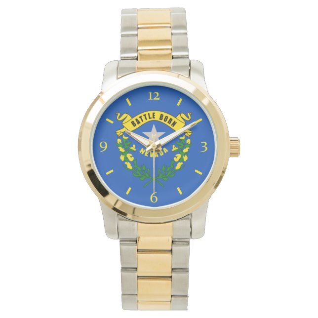 Nevada State Flag Watch Design Armbanduhr (Vorderseite)