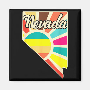 Nevada Stolz Retro-Staatsumriss farbenfroher Sonne Magnet