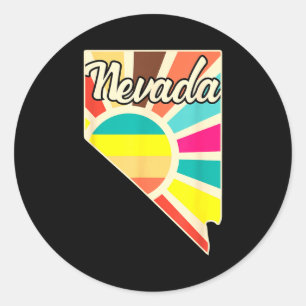 Nevada Stolz Retro-Staatsumriss farbenfroher Sonne Runder Aufkleber