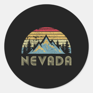 Nevada Tee - Retro Vintage Berge Natur Wandern Runder Aufkleber