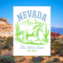 Nevada The Silver State Est. 1864 Wild Horse Postkarte