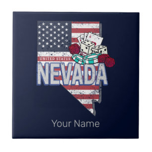 Nevada United Staaten Retro Map Vintag USA Casino Fliese