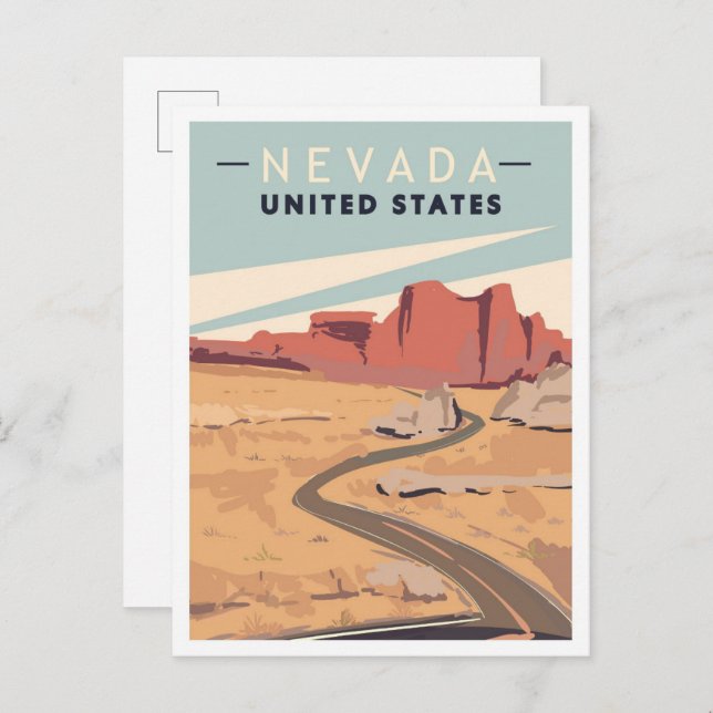 Nevada United Staaten Vintage Travel Illustration Postkarte (Vorne/Hinten)